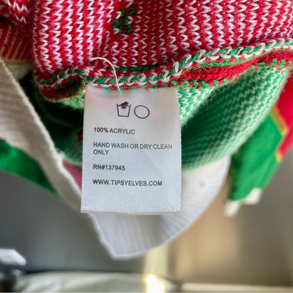 Tipsy Elves Women V Neck Cardigan Ugly Knit Sweater with Snowmen Red Green White - Picture 5 of 6